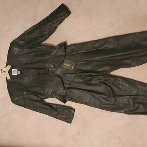 Terra Luna Genuine Leather Two Piece Pantsuit Women's Suit Jacket and Pants